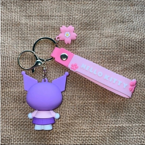 SANRIO KUROMI Hello kitty Charm Keychain Purple Kawaii Licensed Japan Import - Picture 4 of 9